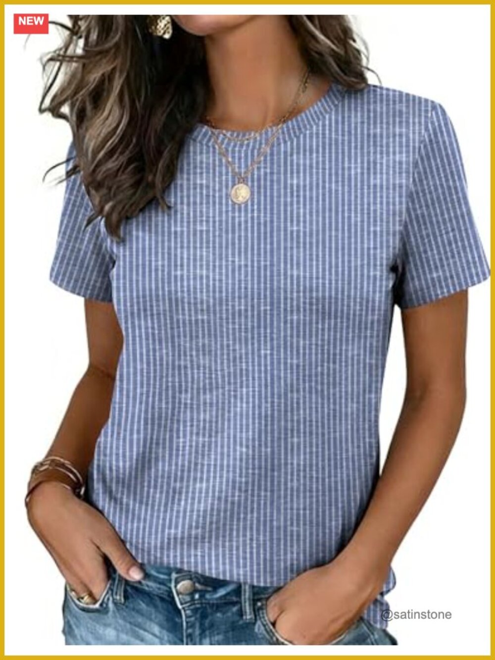 Women's Short Sleeve Crew Neck Basic Tee - Soft Stretchy Summer Top